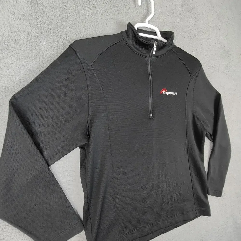 Nike Golf 1/4 Zip Pullover Mens Medium Black Embroidered Sequoyah Athletic EUC